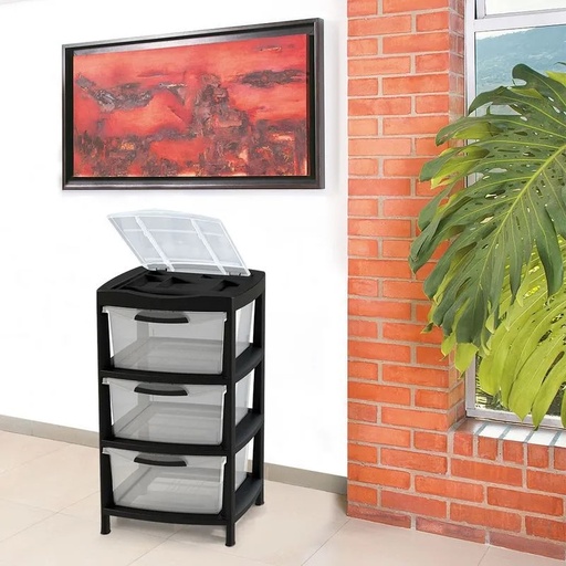 [6496] CAJONERO CON ORGANIZADOR GRANDE 3 GAVETAS BLANCO