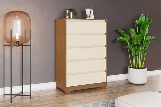 [D738-127] GAVETERO ANDRIA 5 GAVETAS NATURE/OFF WHITE