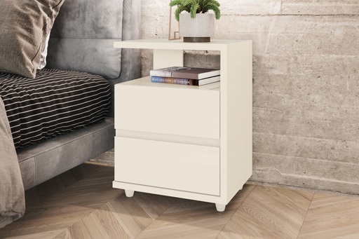 [D07-139] MESA DE NOCHE CAMPECHE 02 CAJONES OFF WHITE
