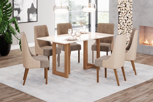 [SC79-127] MESA DE COMEDOR YARA 1600MM NATURE/OFF WHITE (NO INCLUYE SILLAS)