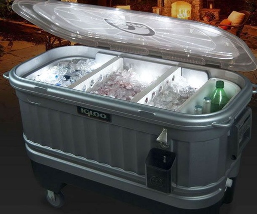[57500] NEVERA IGLOO 34413 125QT/118L BLANCA RUEDAS PARTY BAR