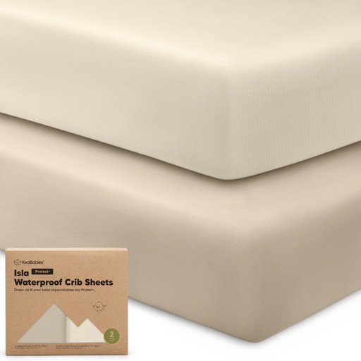 [KB-WPCS-HED] Keababies Paquete de 2 sábanas impermeables para cuna Isla [protect+] (crudo), color: setos