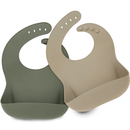 [KB-SBIB-MAR] Keababies Paquete de 2 baberos de silicona para la preparación (Marsh), color: Marsh