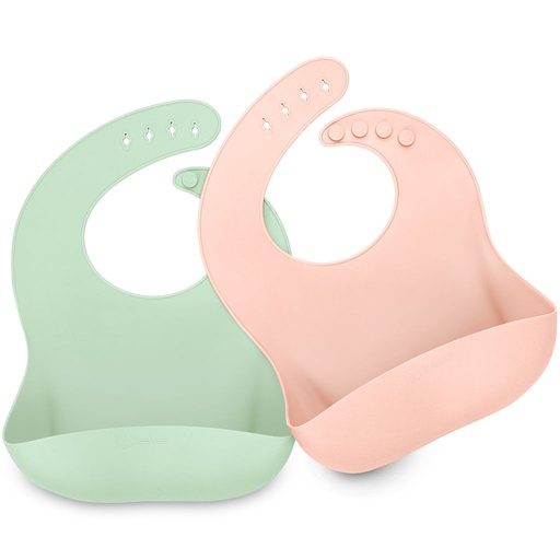 [KB-SBIB-MEL] Keababies Paquete de 2 baberos de silicona Prep (suaves), color: suave