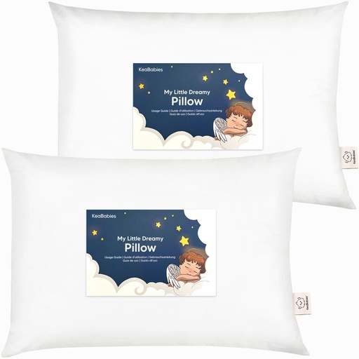 [KB039-002] Keababies Paquete de 2 almohadas para niños pequeños (blanco suave), color: blanco suave