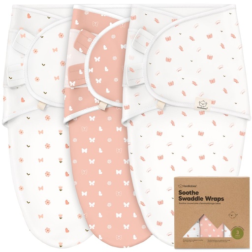 [KB-SWSO-BUT] Keababies Paquete de 3 envolturas de envoltura de envoltura para envolturas (mariposas), tamaño: OS 0-3M / estilo: mariposas