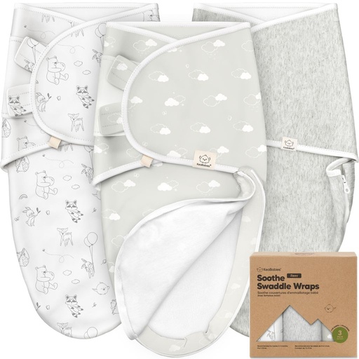 [KB-SZSW-ASP] Keababies Paquete de 3 envolturas Soothe Zippy Swaddle (Aspire), Tamaño: Talla única / Color: Aspire