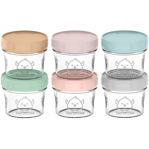 [KB-PJFS-6MD] Keababies Paquete de 6 frascos de preparación Recipientes de vidrio para alimentos (almizcle crepúsculo), color: almizcle crepúsculo