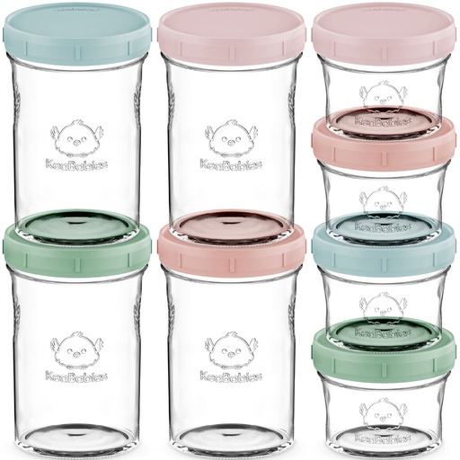 [KB-PJFS-8MD-MIX] Keababies Paquete de 8 frascos de preparación Recipientes de vidrio para alimentos (almizcle crepúsculo), color: almizcle crepúsculo