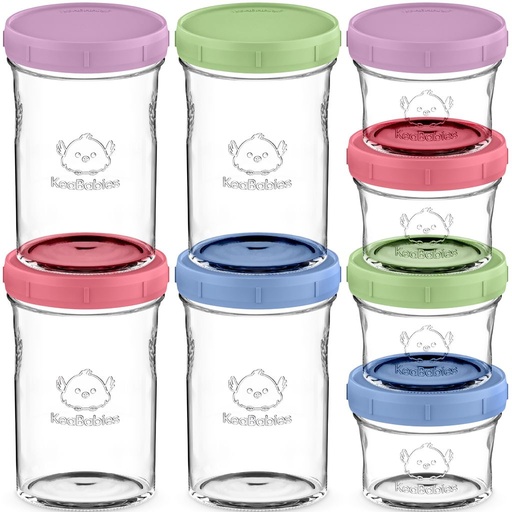 [KB-PJFS-8ND-MIX] Keababies Paquete de 8 frascos de preparación Recipientes de vidrio para alimentos (Nord), color: Nord