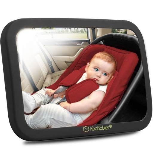 [KB038-001] Keababies Espejo de la silla de coche para bebés (grande, negro mate), tamaño: grande / estilo: negro mate