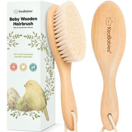 [KB031-002] Keababies Cepillo de pelo de bebé (nogal, ovalado), color: nogal
