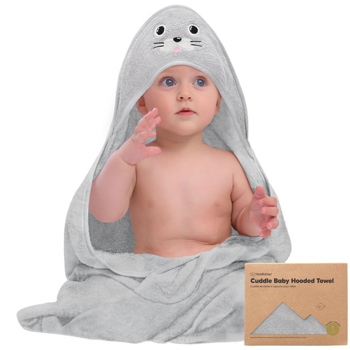 [KB-HTCD-SEA] Keababies Cuddle Toalla con capucha de bambú orgánico para bebé (sello), color: sello