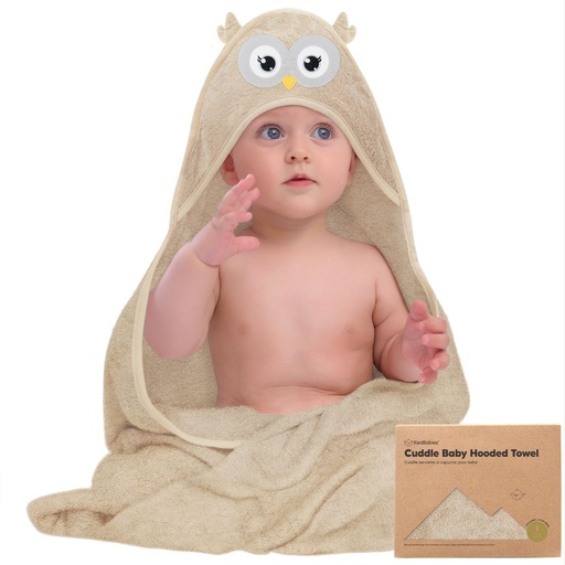 [KB-HTCD-OWL] Keababies Cuddle Toalla con capucha de bambú orgánico para bebé (búho), Estilo: Búho