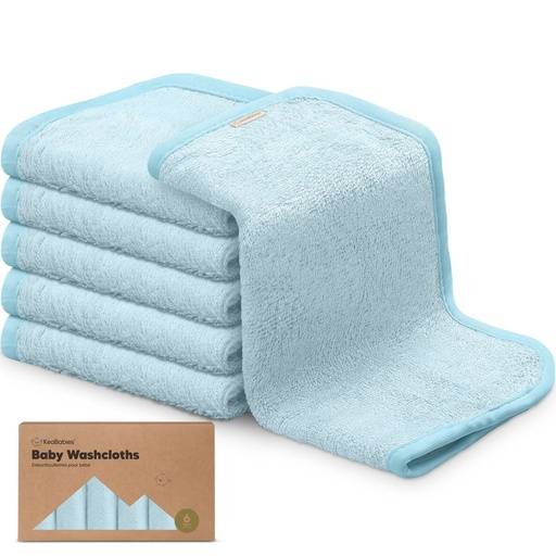 [KB012-04] Keababies Paquete de 6 Toallitas Deluxe para Bebé (Azul Bravo), Color: Azul Bravo