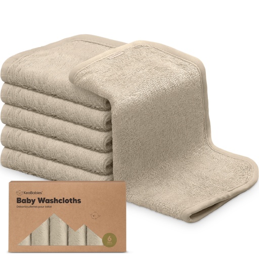 [KB012-05] Keababies Paquete de 6 Toallitas de lujo para bebés (marrón tierra), color: marrón tierra