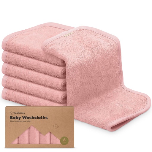 [KB-DEWC-ROS] Keababies Paquete de 6 Toallitas Deluxe para Bebé (Rosado), Color: Rosado