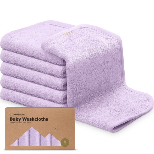 [KB012-03] Keababies Paquete de 6 Toallitas Deluxe para Bebé (Lila Suave), Color: Lila Suave