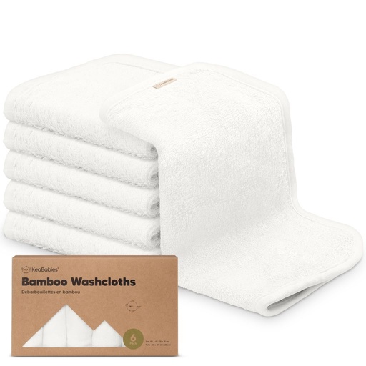 [KB012-01] Keababies Paquete de 6 Toallitas Deluxe para Bebé (Blanco), Color: Blanco