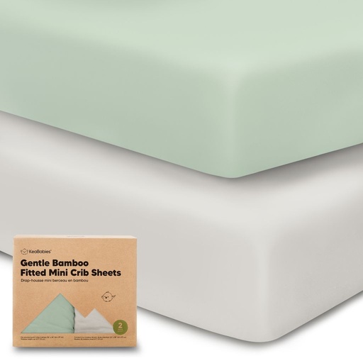 [KB-GBFP-SAG] Keababies Paquete de 2 Sábanas de mini cuna ajustables de bambú suave (salvia), color: salvia