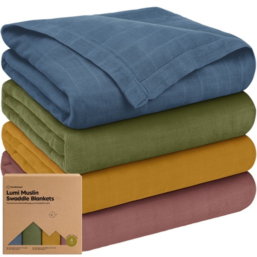 [KB-LMSB-COR] Keababies Paquete de 4 Mantas de muselina Lumi (corales), color: corales