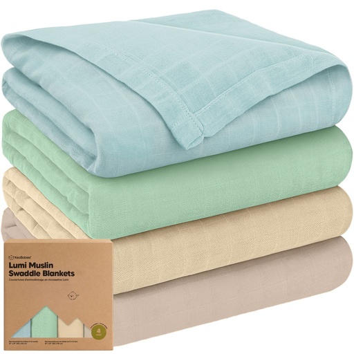 [KB-LMSB-MIR] Keababies Paquete de 4 Mantas de muselina Lumi (Mirage), color: Mirage