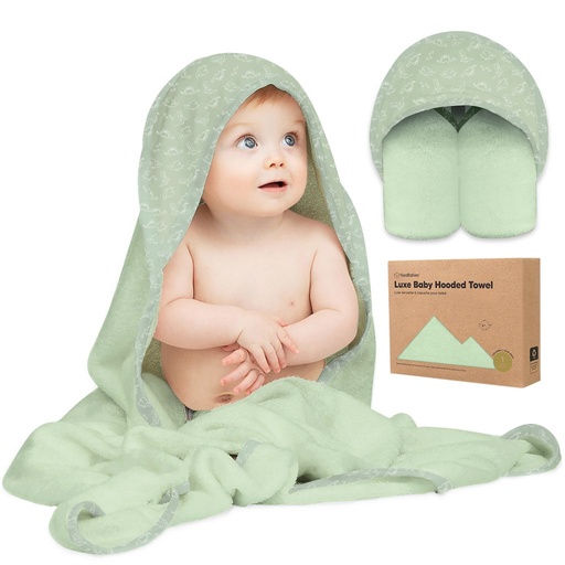 [KB-HTLX-DIN] Keababies Toalla con capucha para bebé Luxe (Dinos), Estilo: Dinos