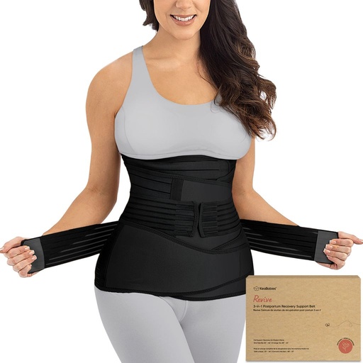 [KB033-03] Keababies Cinturón de soporte de recuperación posparto Revive 3 en 1 (negro medianoche), tamaño: M / L / estilo: negro medianoche
