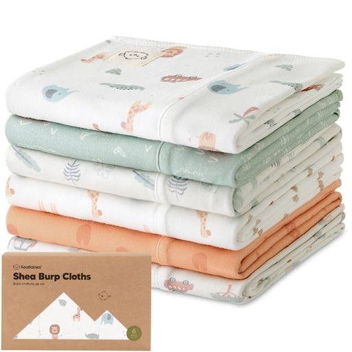[KB-SHBC-WIL] Keababies Paquete de 6 Paños de karité para eructar (Wilderness), Estilo: Wilderness