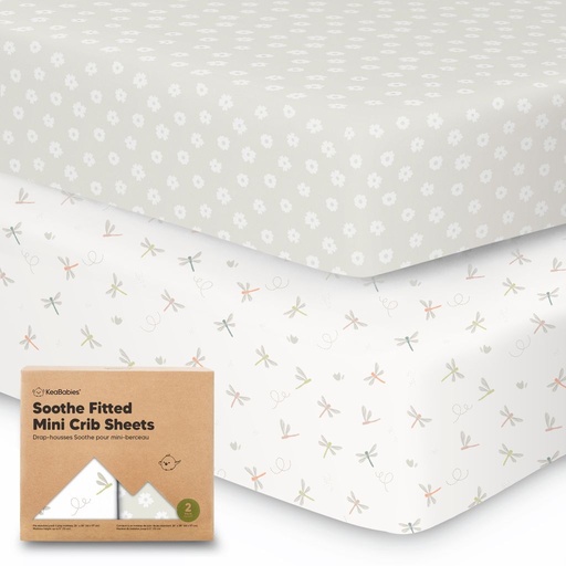 [KB-FMCS-MEA] Keababies Paquete de 2 Sábanas minicuna ajustable Soothe (Meadow), Estilo: Meadow