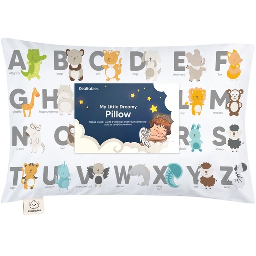 [KB-TDPL-ABC] Keababies Almohada para niños pequeños con funda de almohada (KeaABC), color: KeaABC