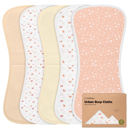 [KB-BCUR-BUT] Keababies Paquete de 5 Paños de eructo urbanos (mariposas), color: mariposas