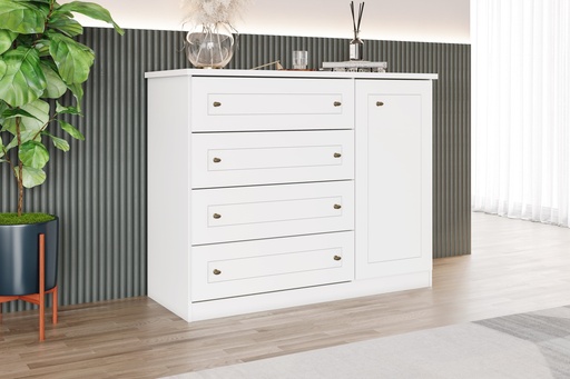 [D715-05] GAVETERO AMERICANO 1 PUERTA + 4 GAVETAS BLANCO HP