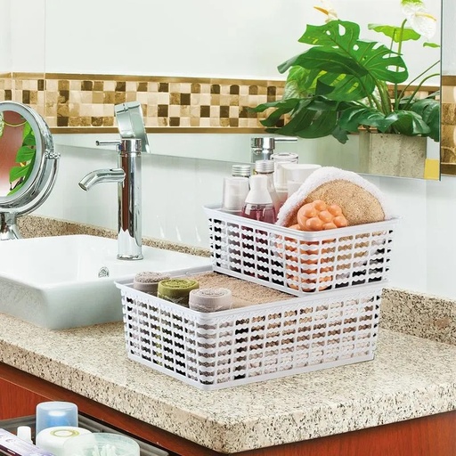[9416] CANASTA DECORADA GRANDE 9 LITROS BLANCA