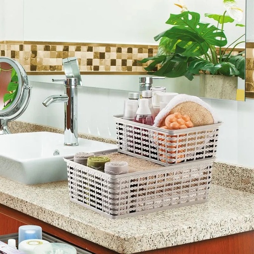 [9418] CANASTA DECORADA GRANDE 9 LITROS TAUPE