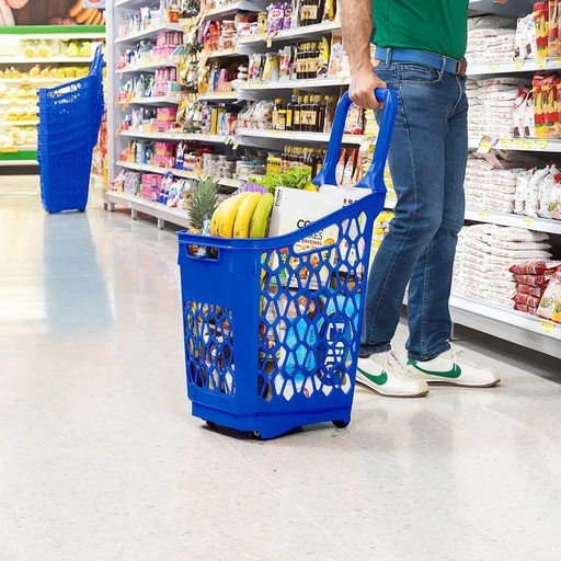 [6175] CESTA MERCADO CON RUEDA 31 LITROS AZUL