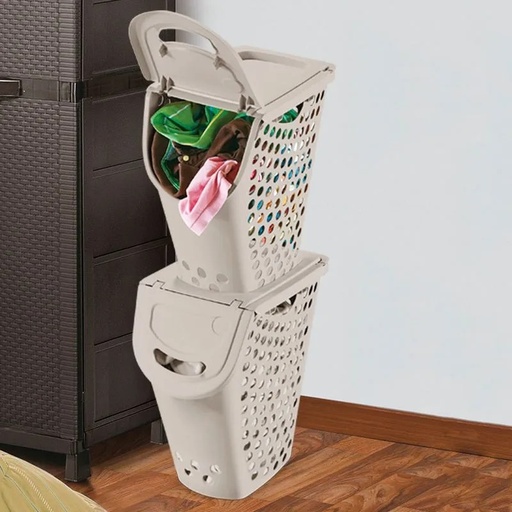[7662] CESTA PARA ROPA PLUS CREMA