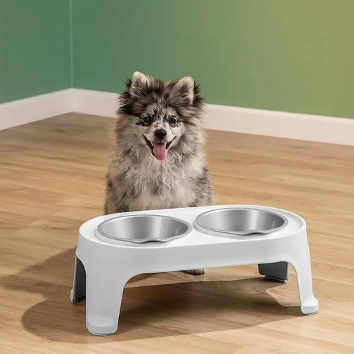 [13823] COMEDERO PERRO ALTO SMALL GRIS HIELO