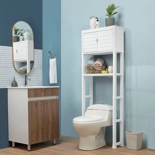 [12979] ESTANTE ORGANIZADOR BANO CON PUERTA BLANCO