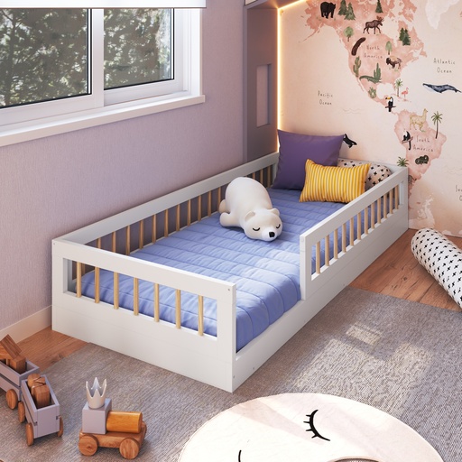 [AFT008BCBC] CAMA SINGLE MONTESSORI LINEA AFFETO BLANCO 190X80, AFT008BCBC