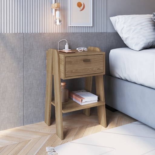 [CB220AVAV] MESA DE NOCHE/VELADOR TERNI CON TOMA ELECTRICA AVEIRO OAK, CB220AVAV