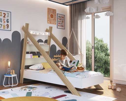 [CCM030ITBC] CAMA CABANA LIBRERO COR ITAPUA CON BLANCO 190X80, CCM030ITBC