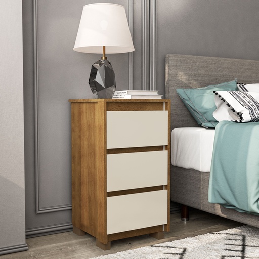 [230075.0002] MESA DE NOCHE COIMBRA DE 3 GAVETAS  FREIJO/OFF WHITE,  230075.0002