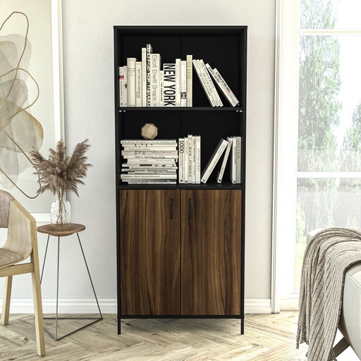 [190721.0004] LIBRERO SANTA MONICA  NEGRO/NEW AVELLANA,  190721.0004